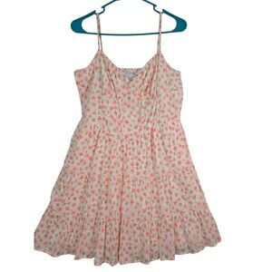 Tinsel Town Floral Tiered‎ Sundress Coral Pink Cream Size XL Boho Cottage